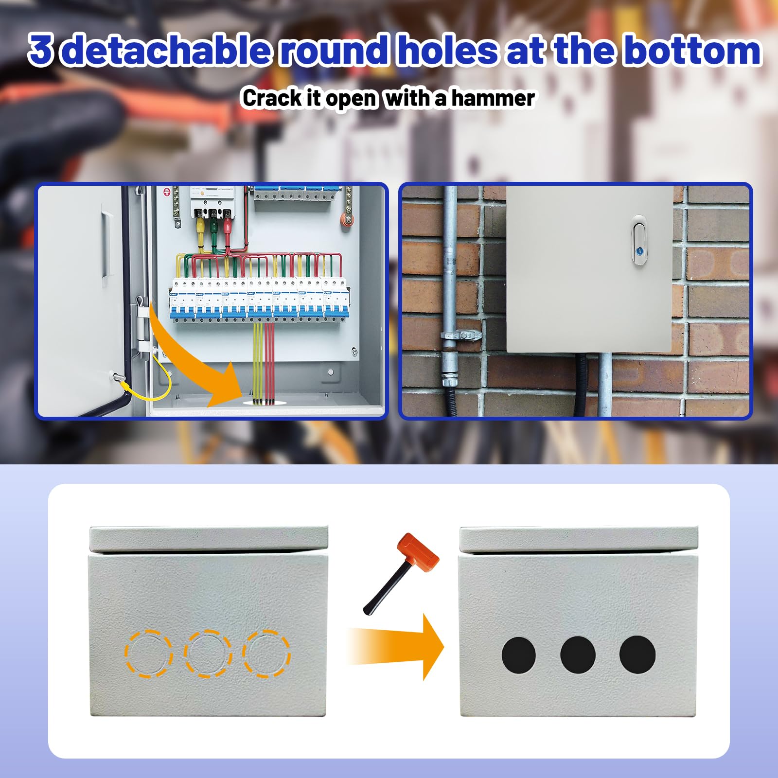 Caja eléctrica para exteriores de 30,5 x 20,3 x 15,2 cm de profundidad, NEMA 4X, caja de conexiones eléctricas con cerradura para exteriores e interiores, con placa de montaje