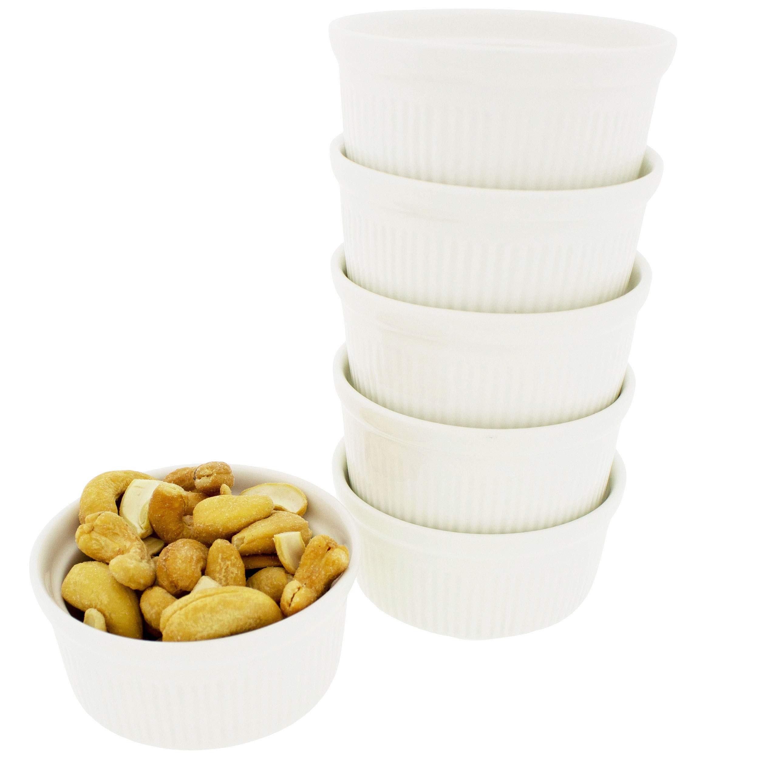 Annastore Kleine Servierschalen - Dipschalen aus edlem Porzellan - Schälchen aus Porzellan Sushi Schalen Servierschälchen Servierschalen Saucenschälchen Größe 24 Stück, Farbe rund Ø 8 cm