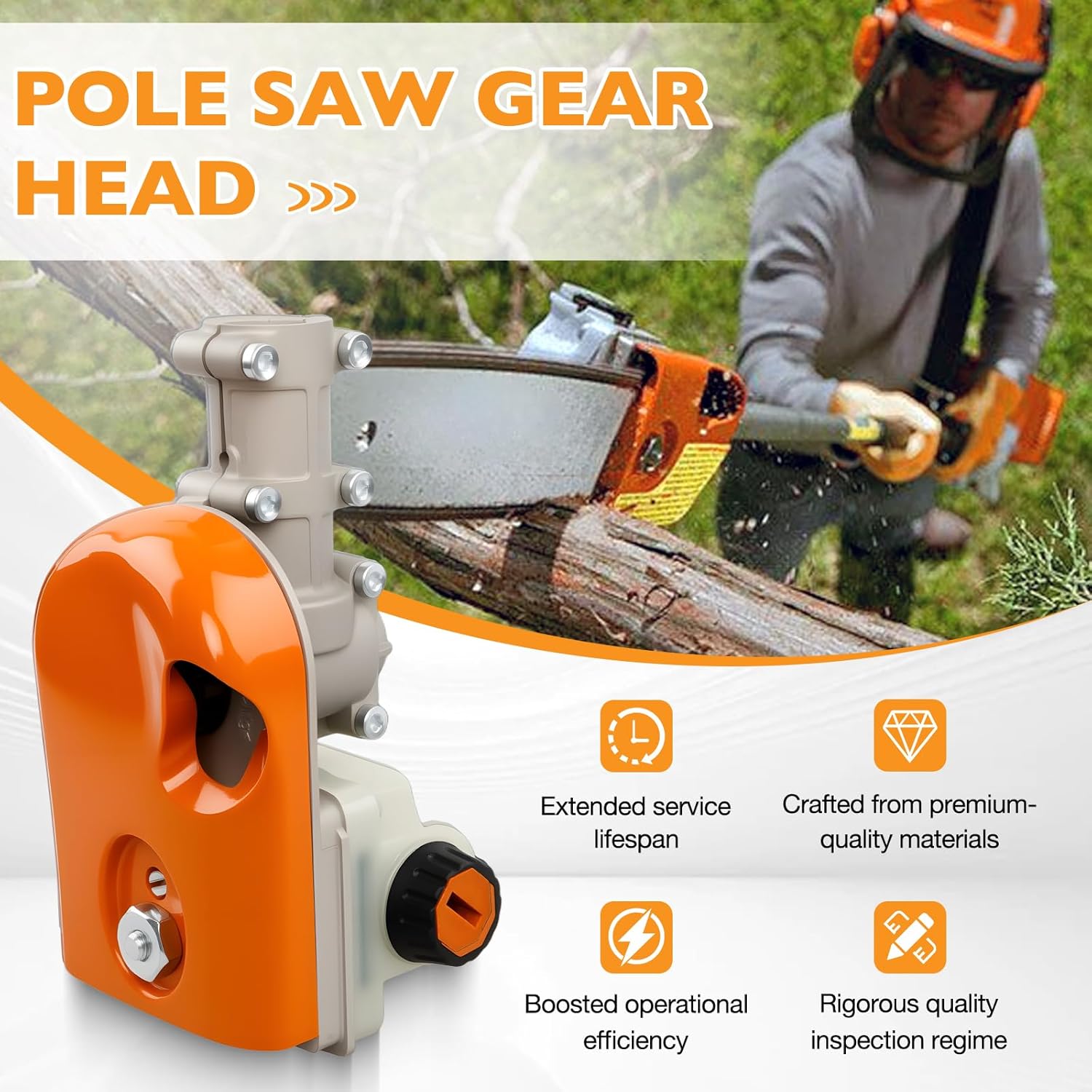 HQPASFY Gear Head Pole Saw Gearbox Compatible with Stihl HT73 75 100 130 131 250, KM90 110 130, FS85, WT Spur Sprocket 3/8-6T Pruner Pole Saw Tree Cutter Replace for 4182 200 0070, 4138 205 0008