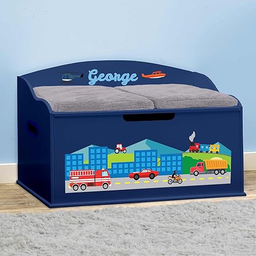 Miniatura 2 de DIBSIES Caja de juguetes personalizada Creative Wonders (coches, camiones, aviones y trenes, azul)