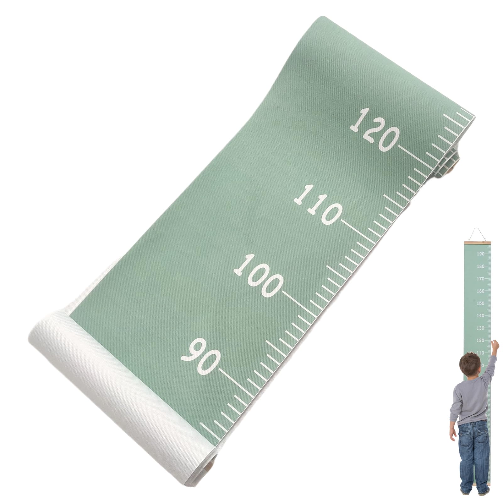 Muiltvoe Height Chart for Kids, Canvas Wall Mounted Ruler, 200x20cm Wood and Canvas Growth Hanging Ruler, for Children Boys Girls, Home Living Room, Bedroom, Classroom, Playroom, Kindergarten