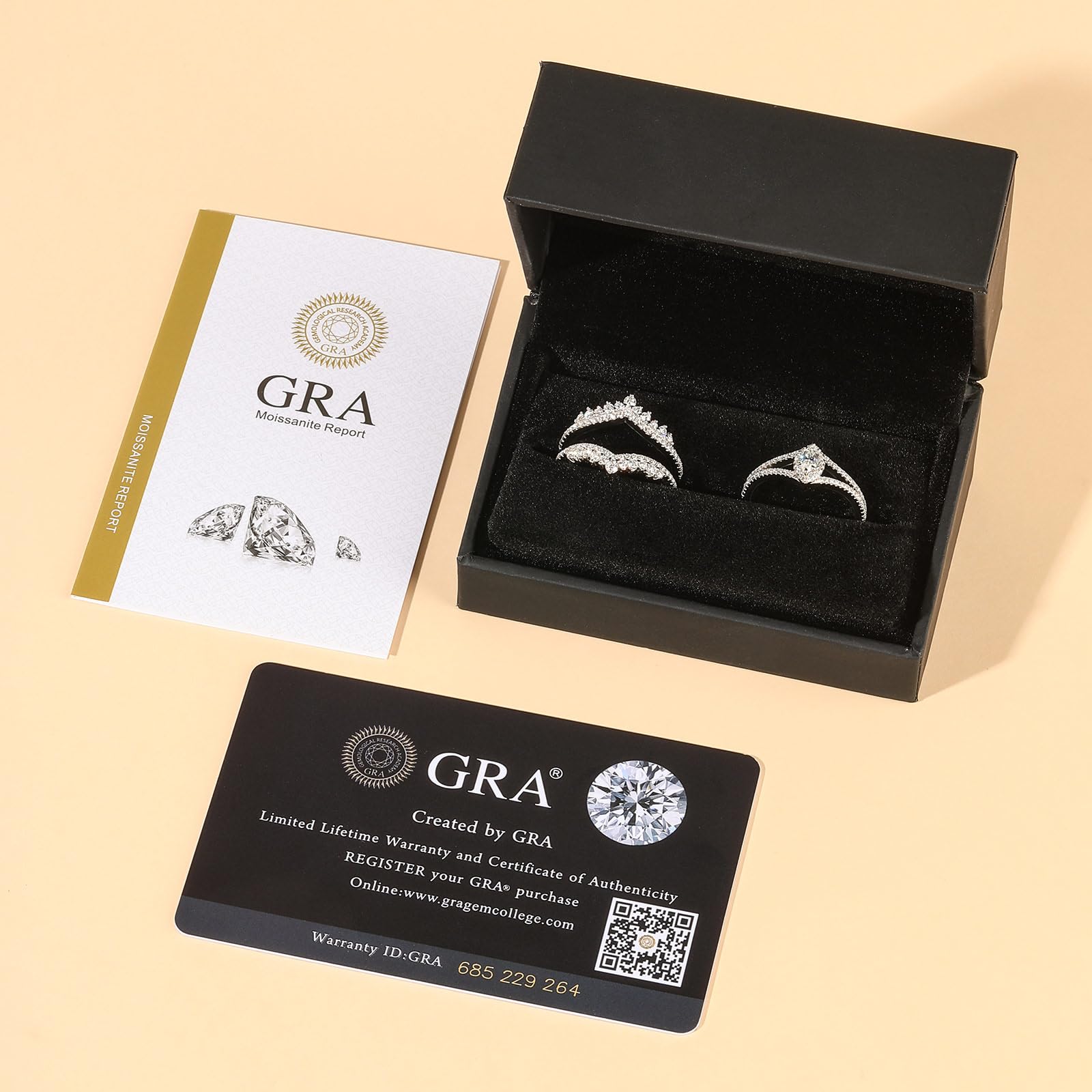 Damen Moissanit Ring Set Vintage Halo Marquise Vorsteckring 925er Sterling Silber Doppelring Rundschliff Stapelring Elegant Hochzeitsring Band Ring für Valentinstag Verlobung