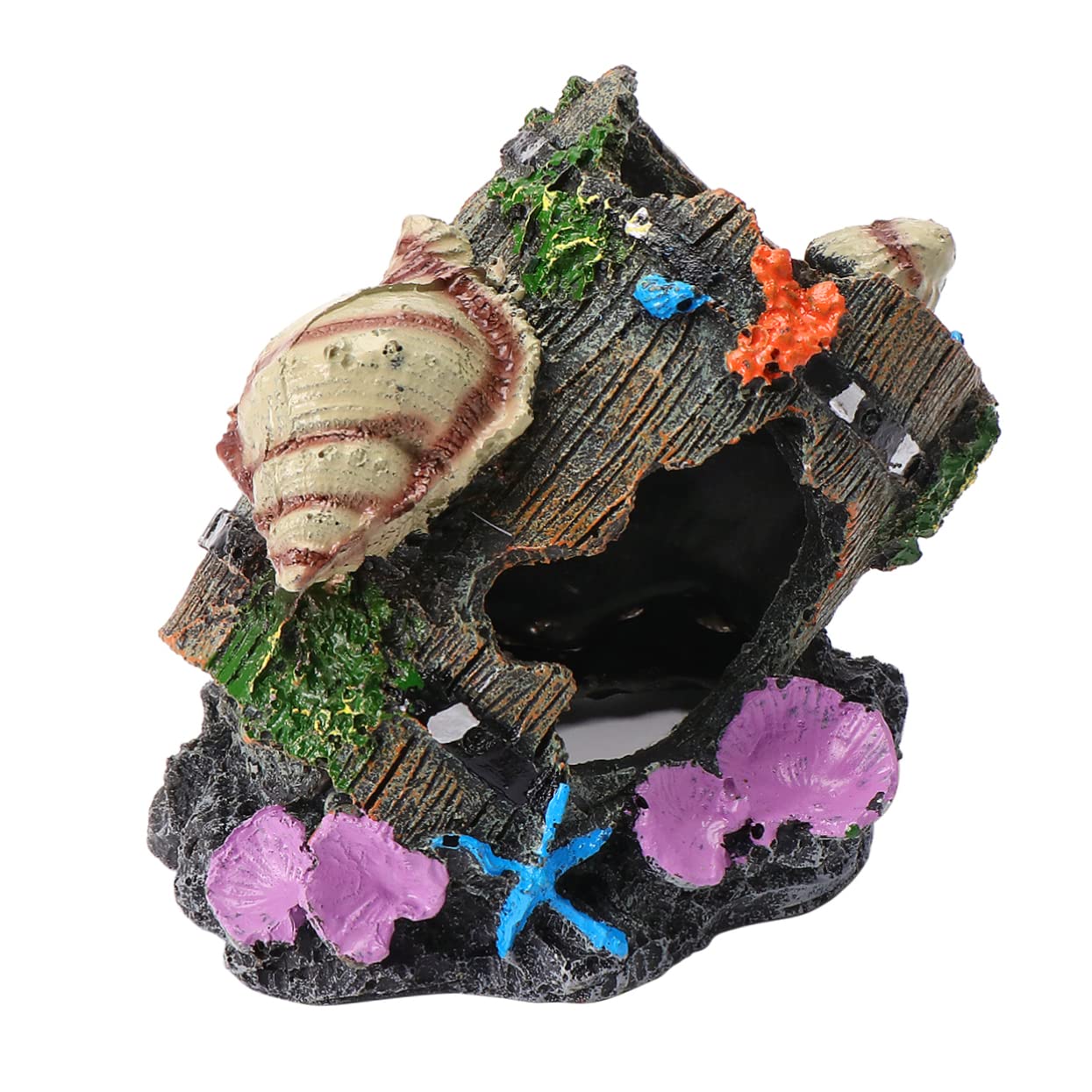 WOONEKY Barrel Design Resin Fish Tank Decoration Hiding Cave Craft for Aquarium Decor Fish Shrimp Shelter Shell Barrel Ornament