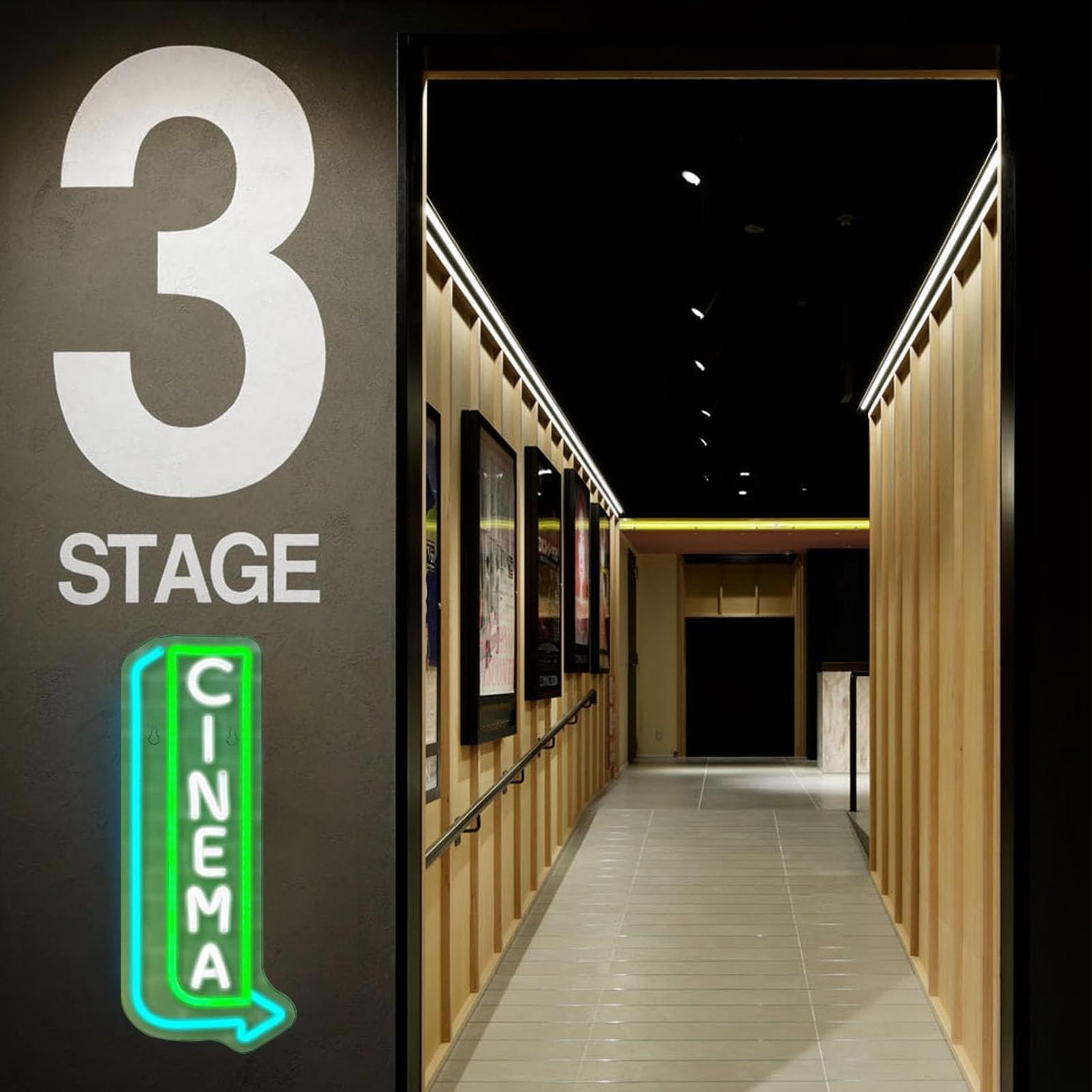 Luocute Cinema Neon Sign, Arrows Neon Light for Wall Decor Movie Teatro Segni a LED Film LED per Home Theater Film Room Decorazione del Negozio Commerciale, Impiccato