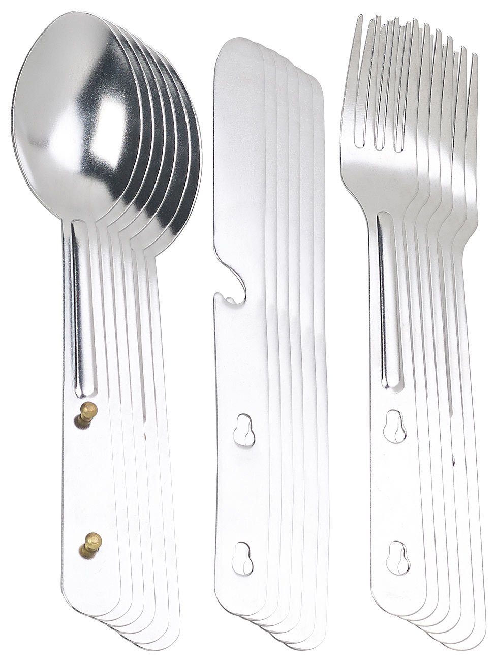 Semptec Urban Survival Technology Messer-Löffel-Gabel-Sets: 18-teiliges Edelstahl-Camping-Besteck mit Gabel, Löffel & Messer (Besteck-Reiseset, Reise-Sets)