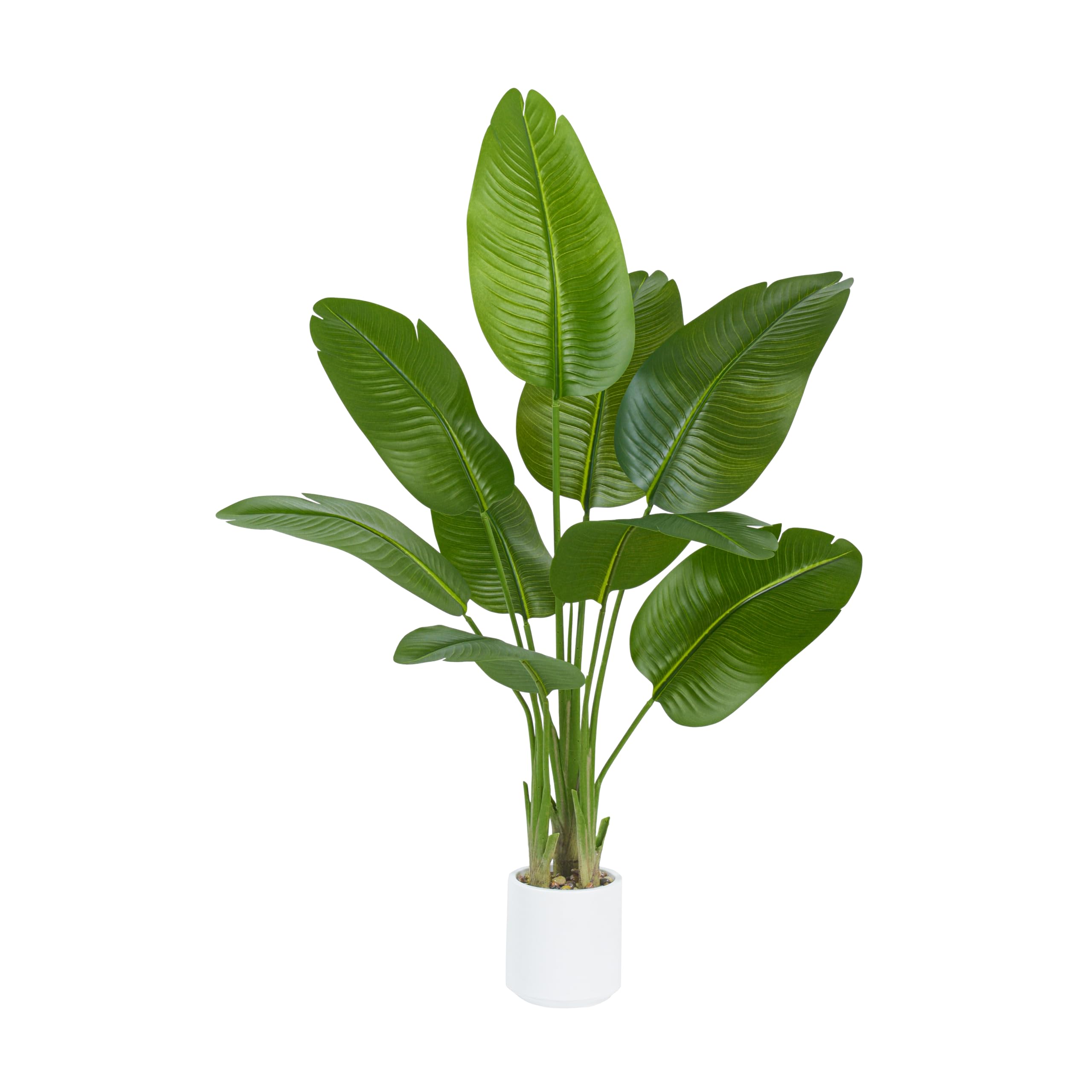 Txabl White Artificial Bird Of Paradise Plants,4Ft Large Fake Plant With Planter