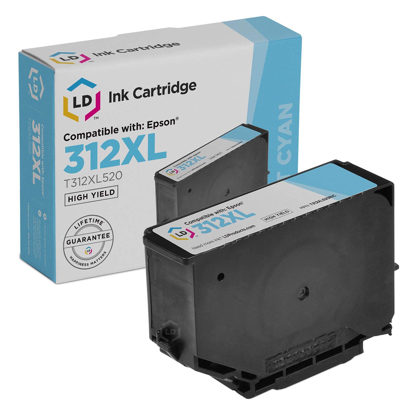 LD Products Remanufactured Ink Cartridge Replacement for Epson 312XL T312XL520 High Yield (Light Cyan) Compatible with The Following Epson Printer