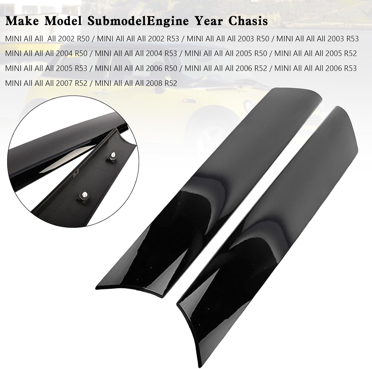 Areyourshop Left + Right Front Windshield Post Trim 51137128157 51137128158 for MINI Cooper R50 2002-2006, R53 2002-2006, R52 2005-2008