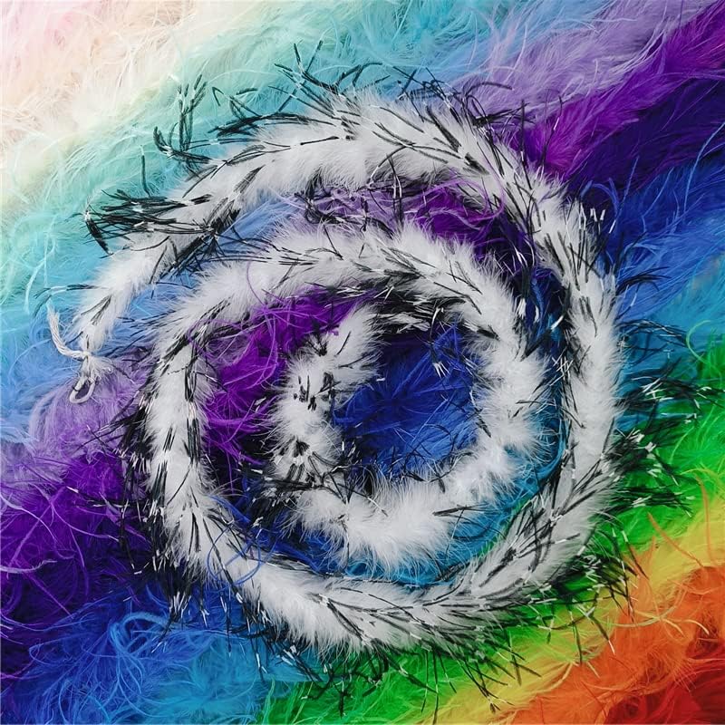 2Meters/Lot White Ostrich Feather Boa Black Fluffy Feather Scarf Naturl Plumes for Crafts DIY Clothes Decor Carnival Accessories