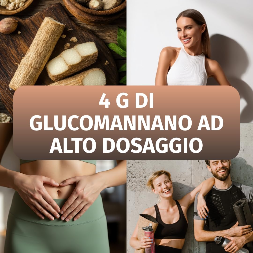 Green Naturals® Glucomannano – 4000 mg glucomannano per dose giornaliera – Estratto di konjac 4200 mg – 270 capsule per 45 giorni
