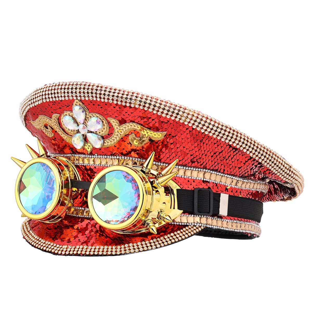 GRACEART Steampunk Hut Mit Brille - Pailletten Zylinder Für Cosplay