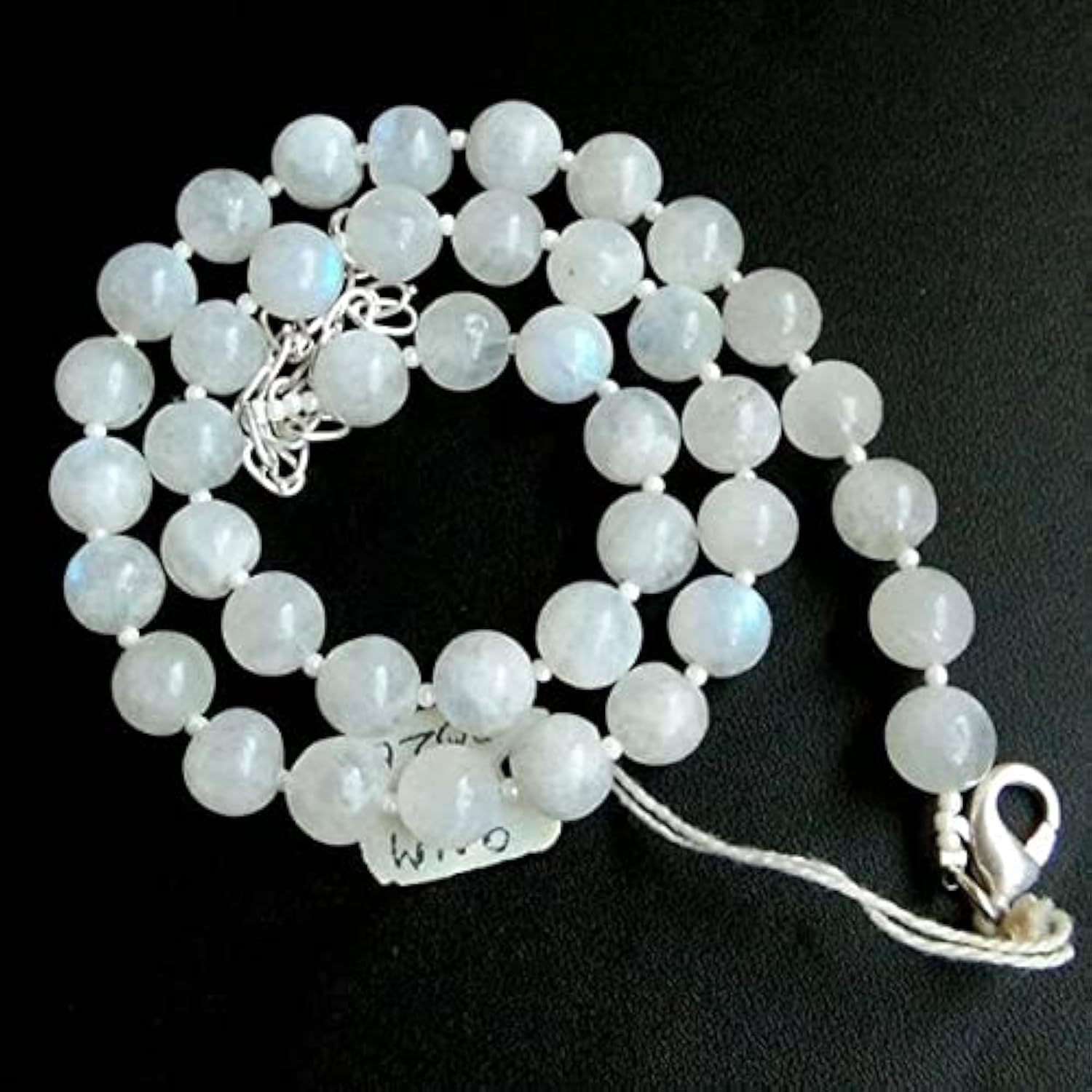 Perles de pierre de lune blanche 9mm en fil de 18cm pour bijoux