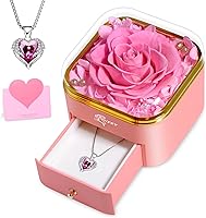 Vista 9 de Regalos para el día de la madre, rosa eterna con collar, regalos para mujeres, madre, abuela, esposa y novia, regalo de cumpleaños, boda, regalo