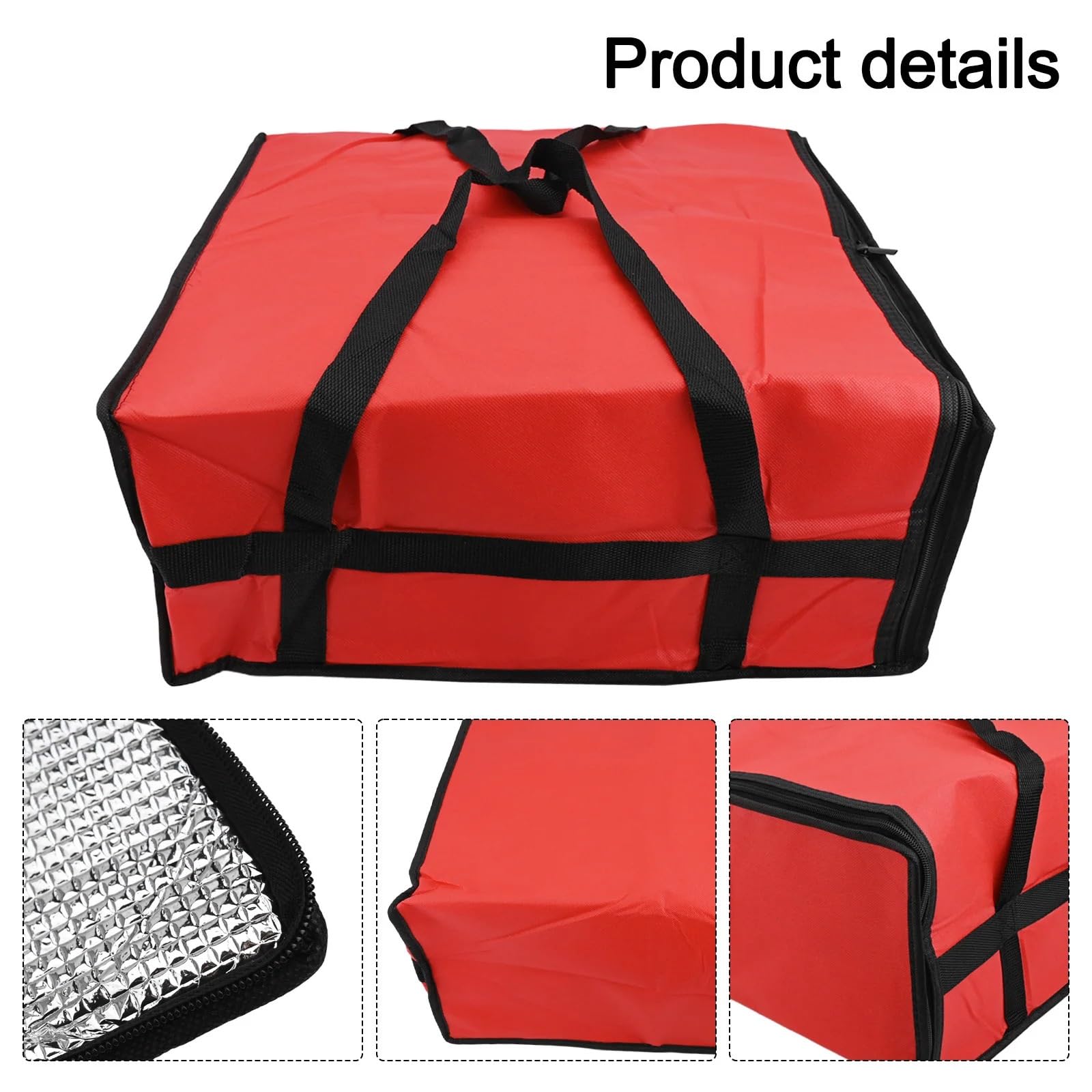 bolsa isotérmica, Bolsa térmica for pizza, bolsa de comida, supermercado, for negra y roja, impermeable(Red,50x50x20.5CM)