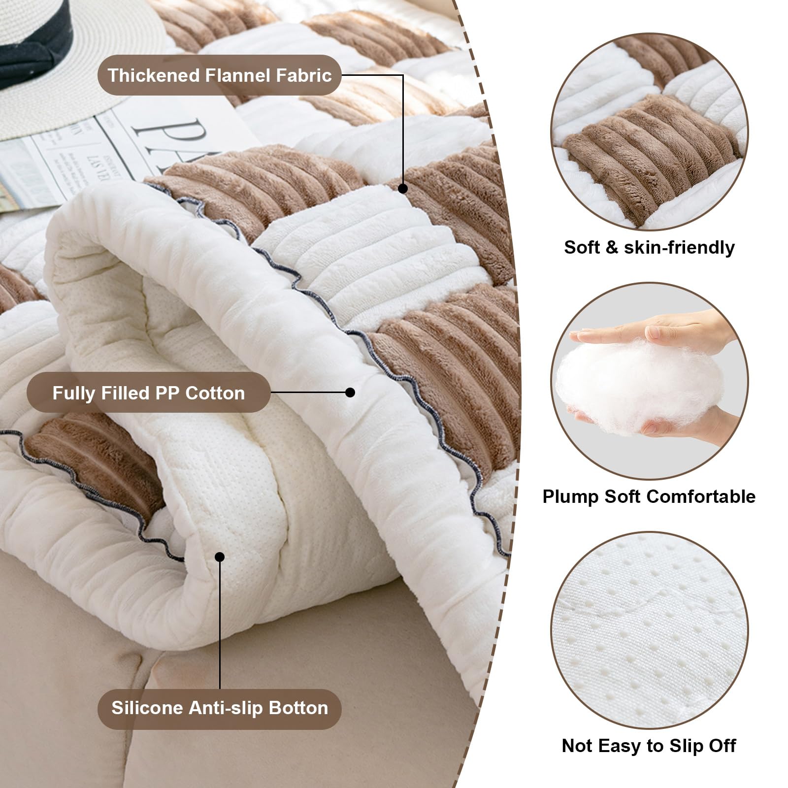 Thicken Plaid Sofa Cover 1 2 3 Seater - Image 2