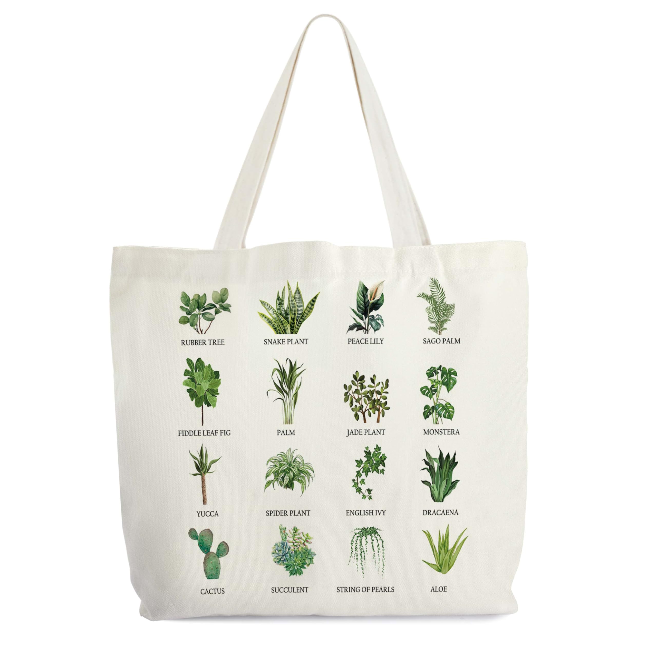 Plant Tote Bag for Women, Vegan Canvas Tote, Plant Lover Gift Bag, Just One More Plant Library Book Bag, Plantaholic Shopping Bag, Botanical Shoulder Bag Gifts for Vegetarian Plant Mom Plant Lady -63
