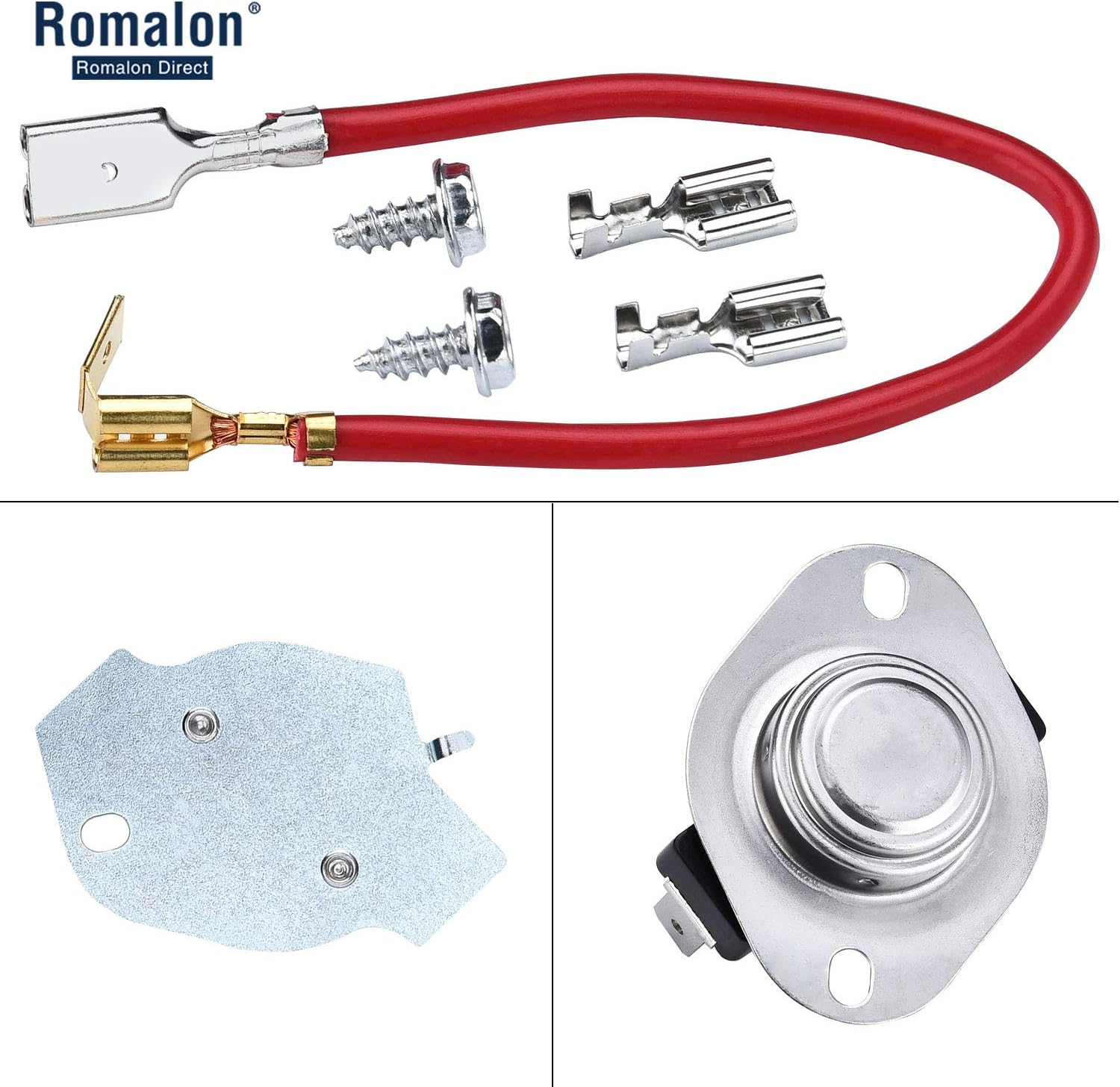 wp3387747 3387747 Dryer Heating Element Replacement Compatible with Whirlpool Dryer WP3387747 by Romalon with 279816 & 3392519 Dryer Thermal Fuse Thermostat Kit Replaces AP6008281 PS11741416