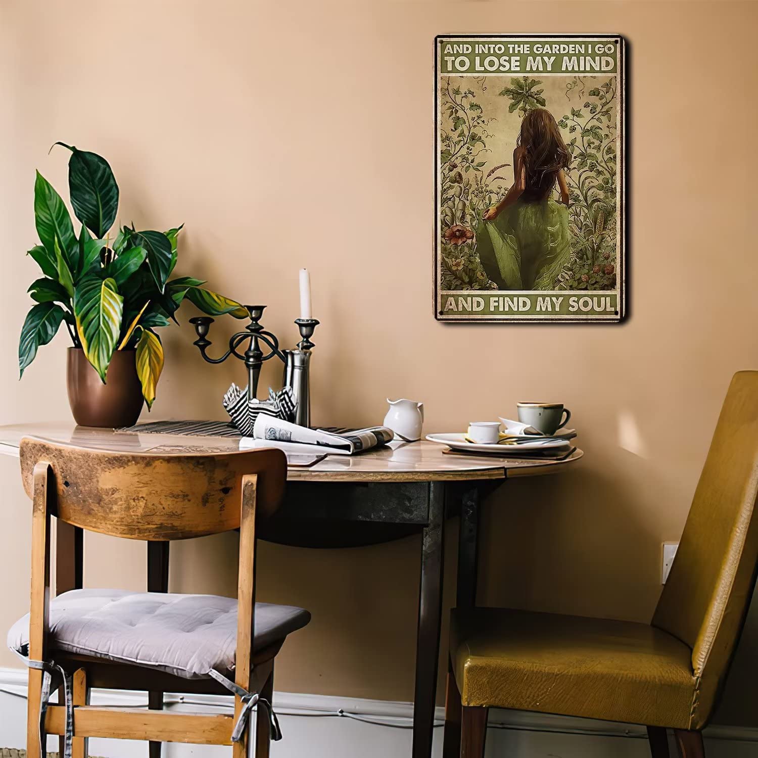 Targa In Metallo Vintage 'In The Garden I Go To Lose My Mind And Find My Soul' – Cartello Retrò 20x30 Cm – Decorazione Da Parete Per Giardino, Casa, Bar – Regalo Per Giardinieri - 2