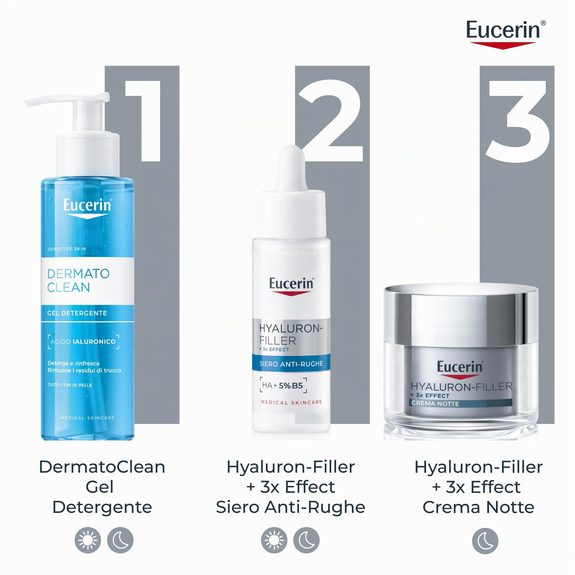 Eucerin Hyaluron-Filler Crema Notte 50 ml, Crema viso antirughe e antiossidante, Skincare con Acido Ialuronico, Rigenera e protegge la pelle, Per tutti i tipi di pelle, anche sensibile