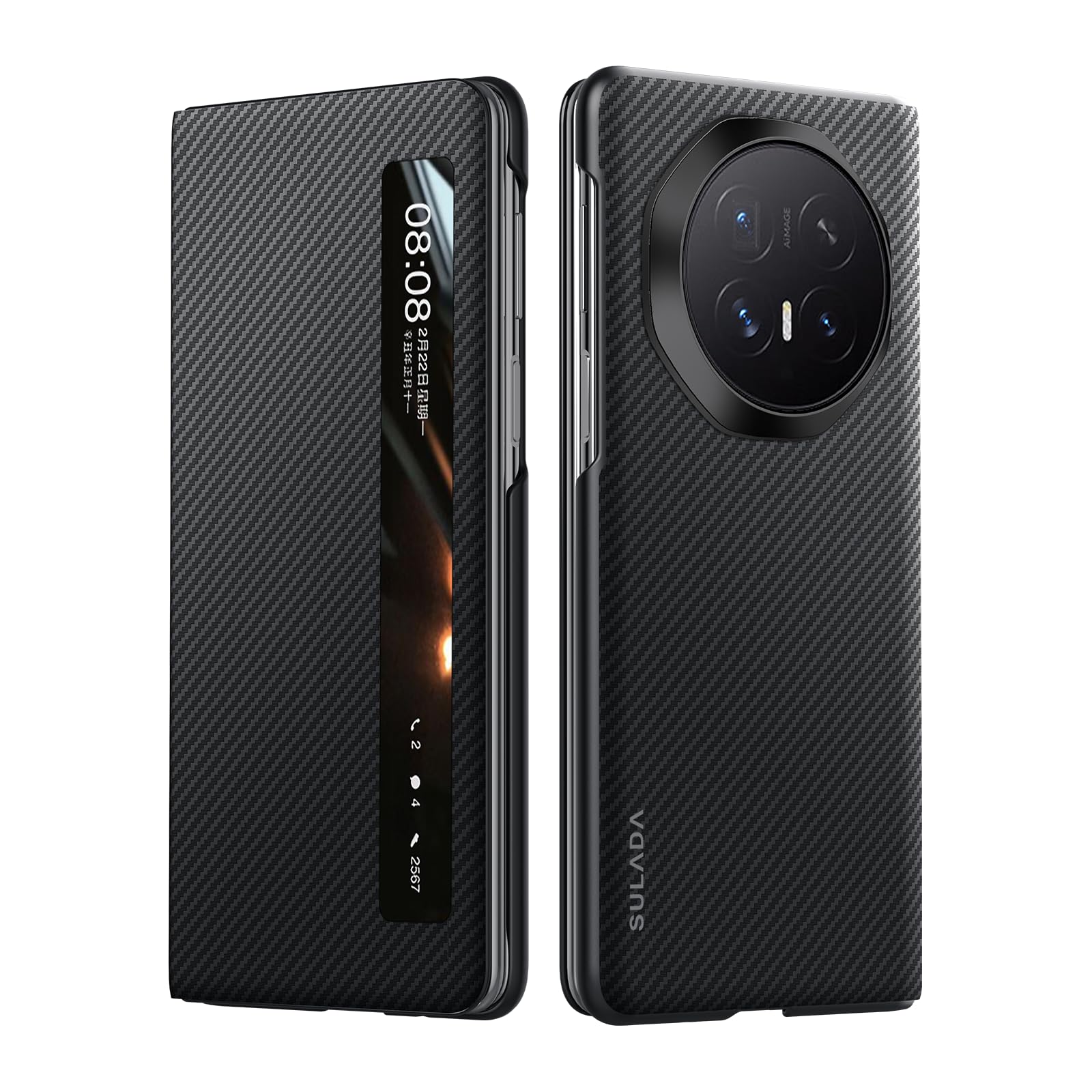 Coque magnétique en fibre de carbone compatible avec Honor Magic V6, fine et fine en fibre d'aramide 600D prend en charge le chargement sans fil, coque de protection antichoc pour téléphone