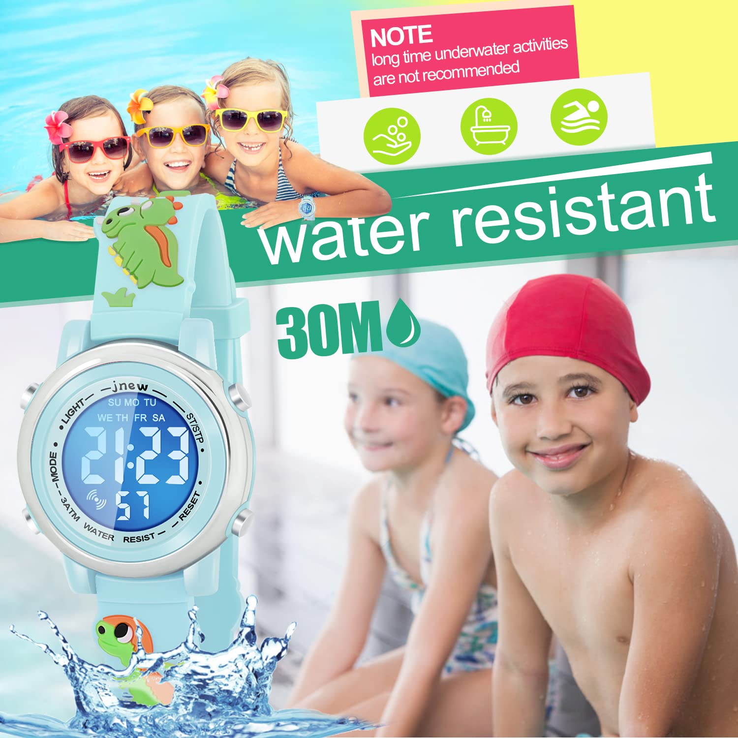 Kids Watches with Waterproof Alarm - Dinosaur Gifts for Boys Girls Age 3-10