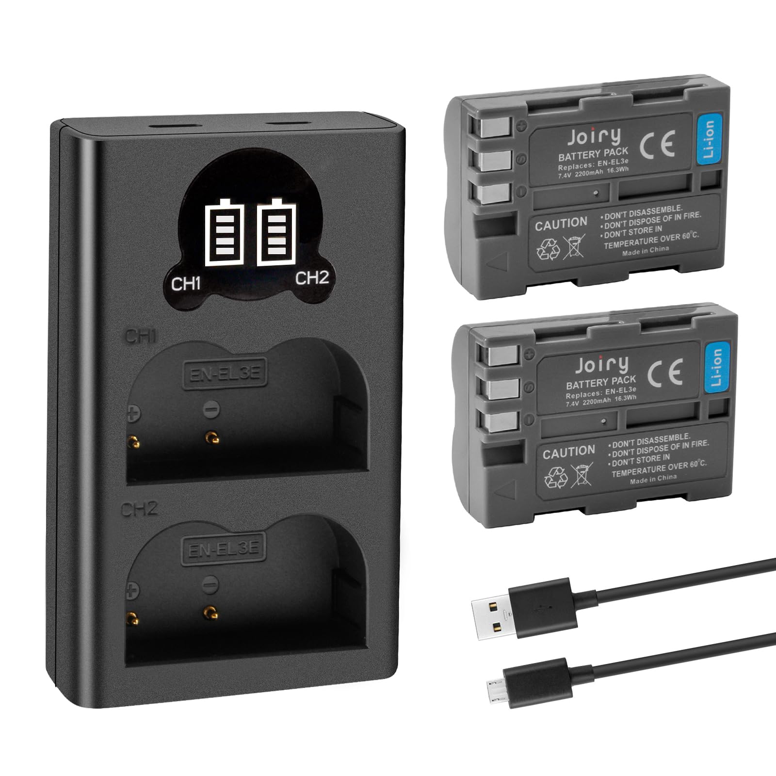DSTE 2 Baterías EN-EL3E (2200mAh) + Cargador USB Dual Para Nikon D90 D300 D700 Y Más