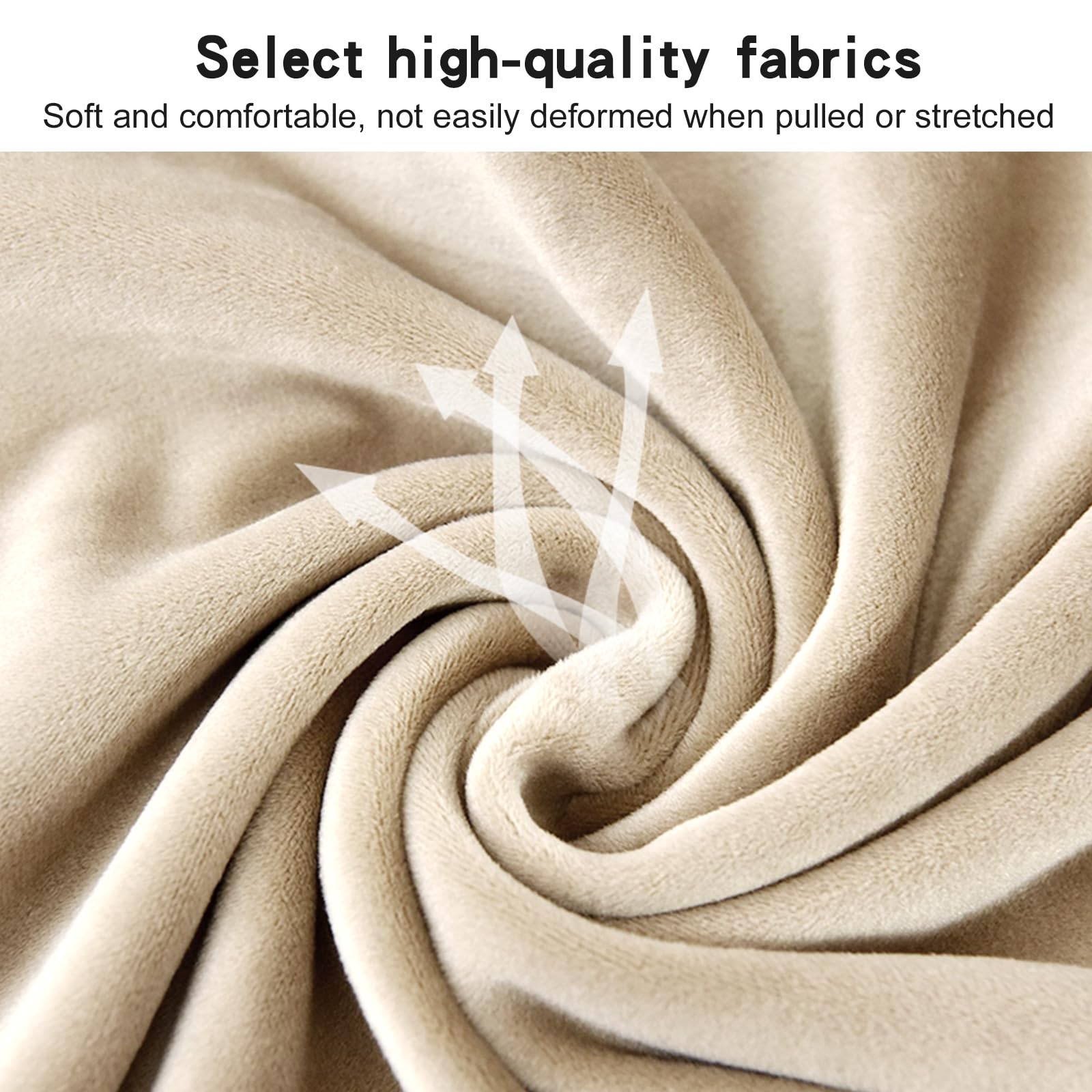 Coprisedie con Schienale set, Universali Fodere Coprisedia per Sala da Pranzo, Lavabile Copertura per Sedie da Ufficio, Velluto Copripoltrona Elasticizzato con Braccioli (Sabbia, 2pcs)