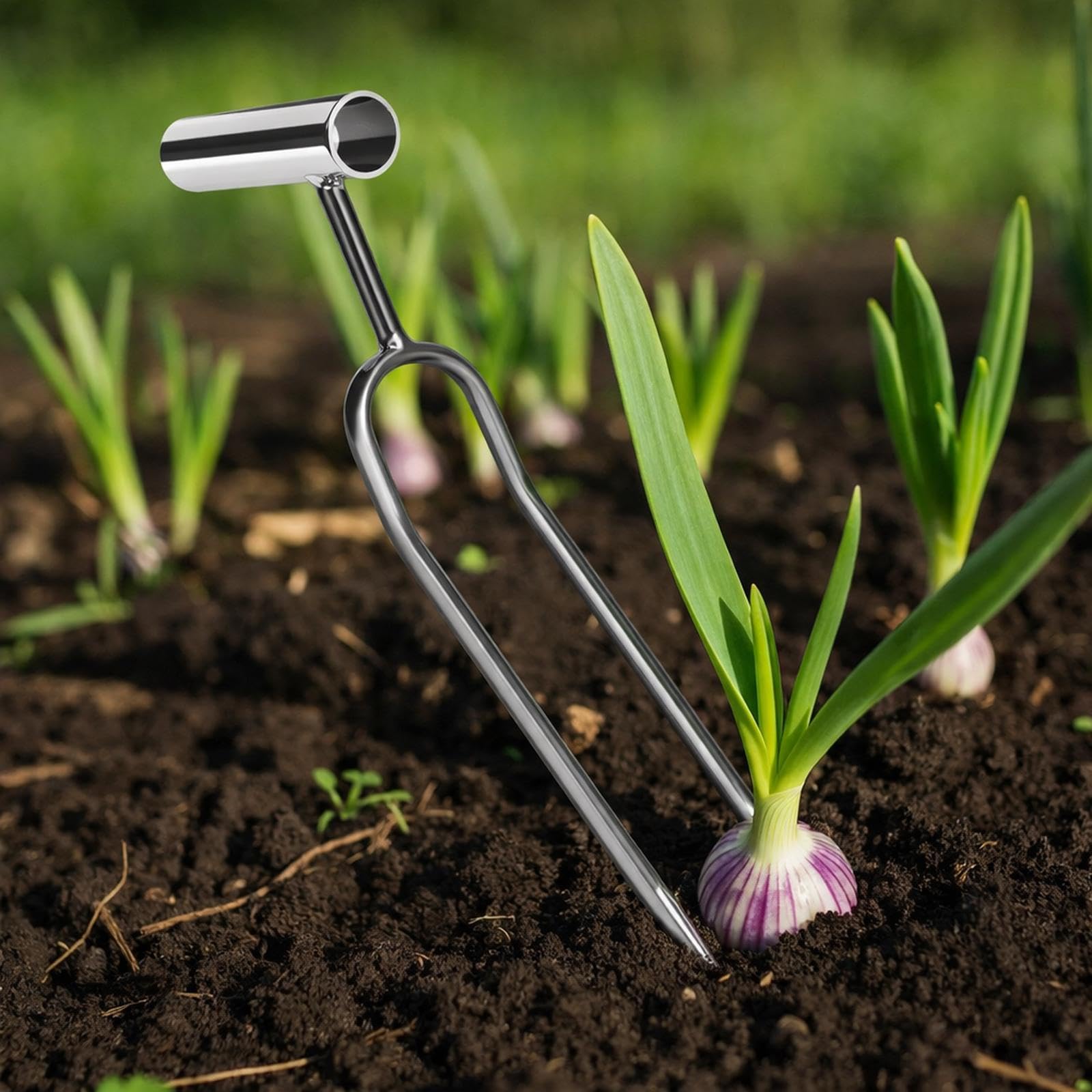Gralara Outil de Jardinage Manuel à Deux Dents en métal épais, aérateur et désherbeur, 2 Pièces
