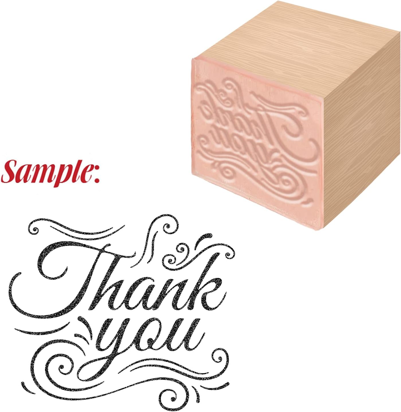 CRASPIRE Wooden Rubber Stamp Thank You Decorative Wood Stamps Vintage Wood Mounted Rubber Stamps for Card Making DIY Art Crafts Scrapbooking Journal Diary Letter Planner