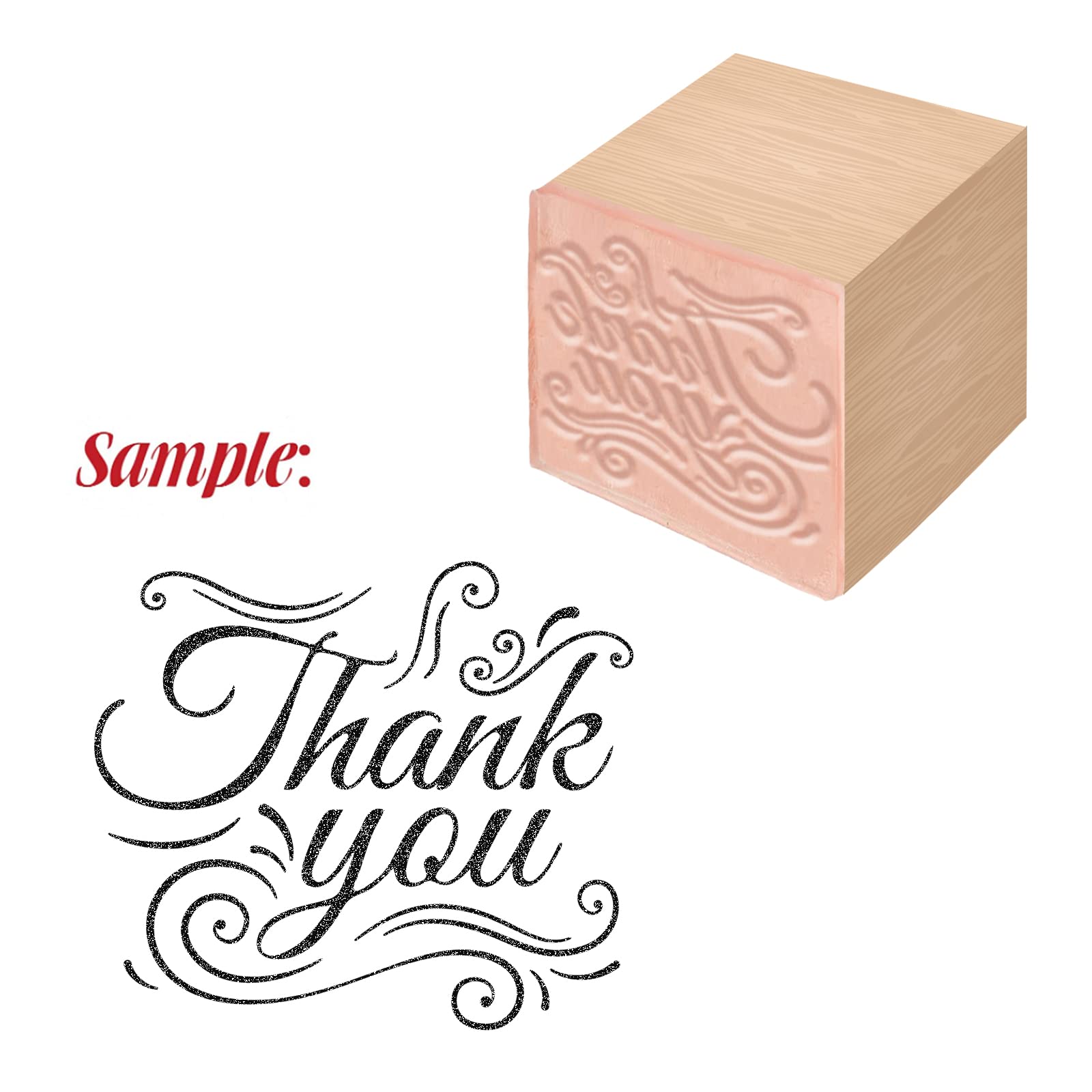 CRASPIRE Wooden Rubber Stamp Thank You Decorative Wood Stamps Vintage Wood Mounted Rubber Stamps for Card Making DIY Art Crafts Scrapbooking Journal Diary Letter Planner - Image 3