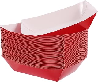 50PCS Carnival Paper Snack Trays for Hot Dogs Fries Chicken Disposable Food Boats Open Design for Parties Events