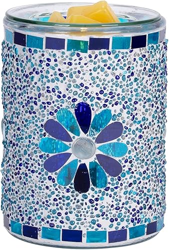 Miniatura 2 de COOSA Calentador de cera de vidrio de mosaico, quemador de aceite eléctrico, calentador de cera de velas, calentador de cera para cera perfumada,