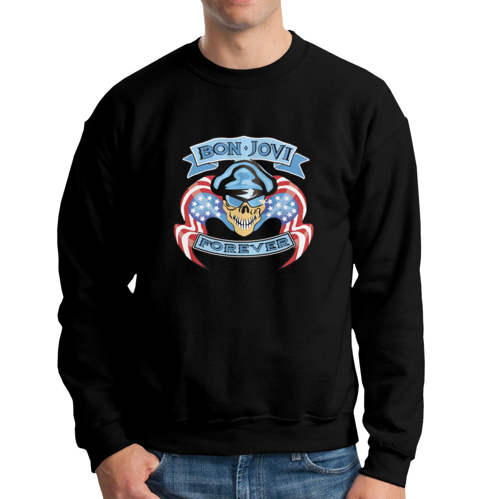 Amazon Co Jp メンズ パーカー 長袖 Tシャツ ボン ジョヴィ プルオーバー 綿 無地 軽い かっこいい 柔らかい おしゃれ ストリート ファッション トレーナー 原宿風 ジャージ クルーネック トップス 秋 冬 ホーム キッチン