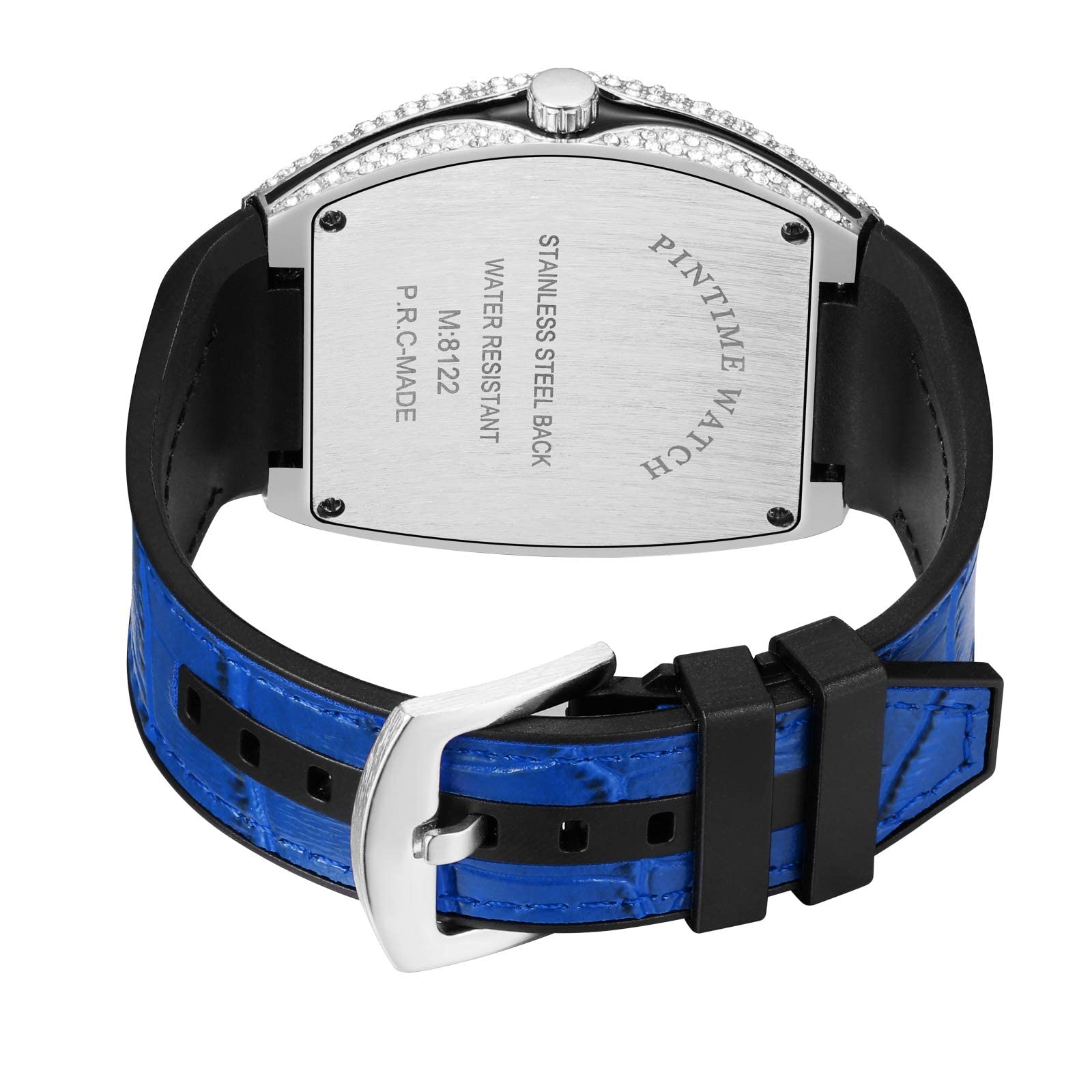 Gosasa Reloj de Pulsera analógico de Cuarzo de Acero Inoxidable para Hombre, diseño de Hip Hop, con Cristales Brillantes, Caja Rectangular