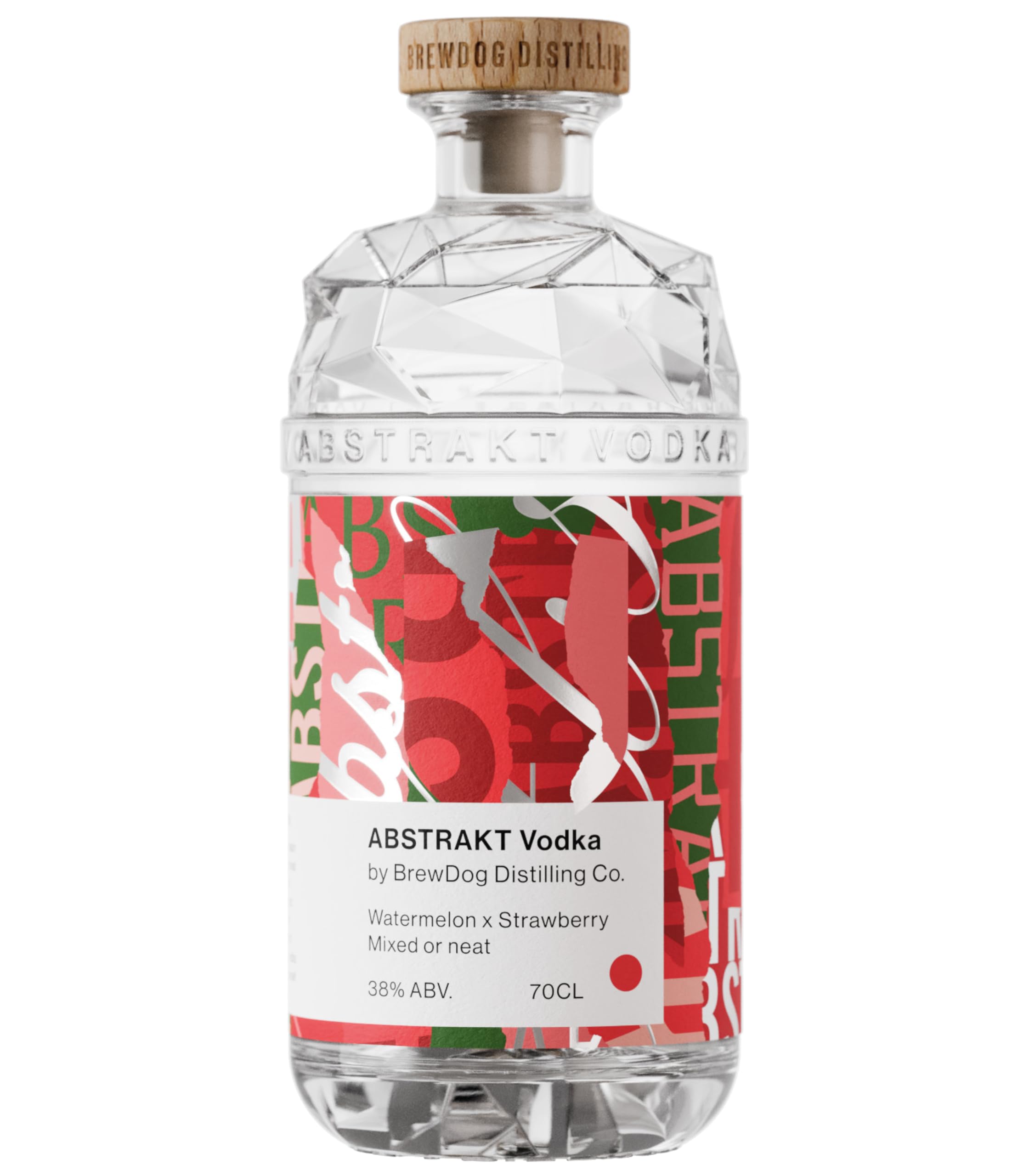 Abstrakt Vodka Watermelon and Strawberry 70cl, 38 pct ABV - Distilled in Scotland at BrewDog Distilling - Five-times distilled in bespoke copper pot stills, crafted for cocktails, mixers or neat pours