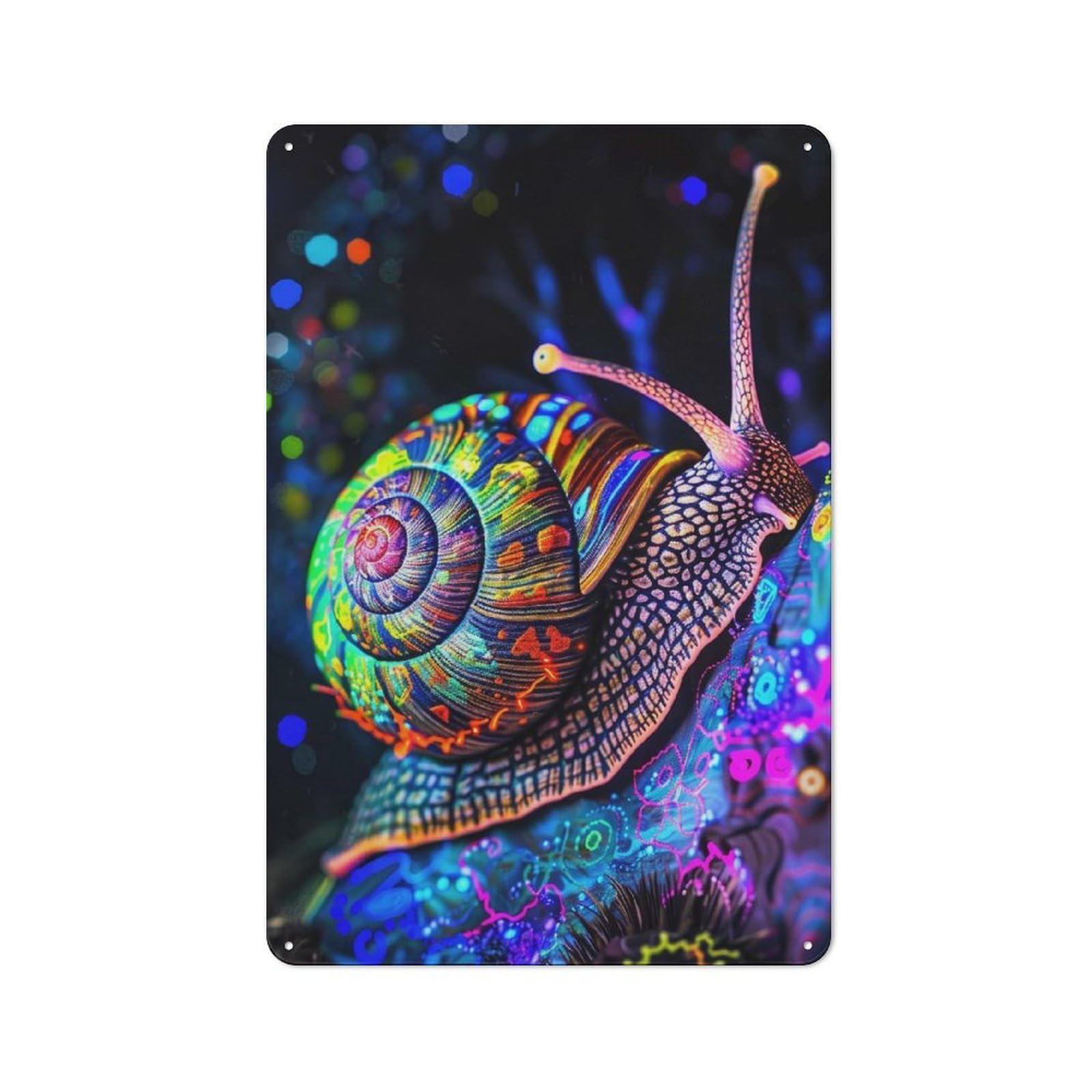 Neon Snail Rustic Metal Wall Decor 30x20cm, Decorative Metal Plaque for Shed, Garden Room, Porch Or Garage