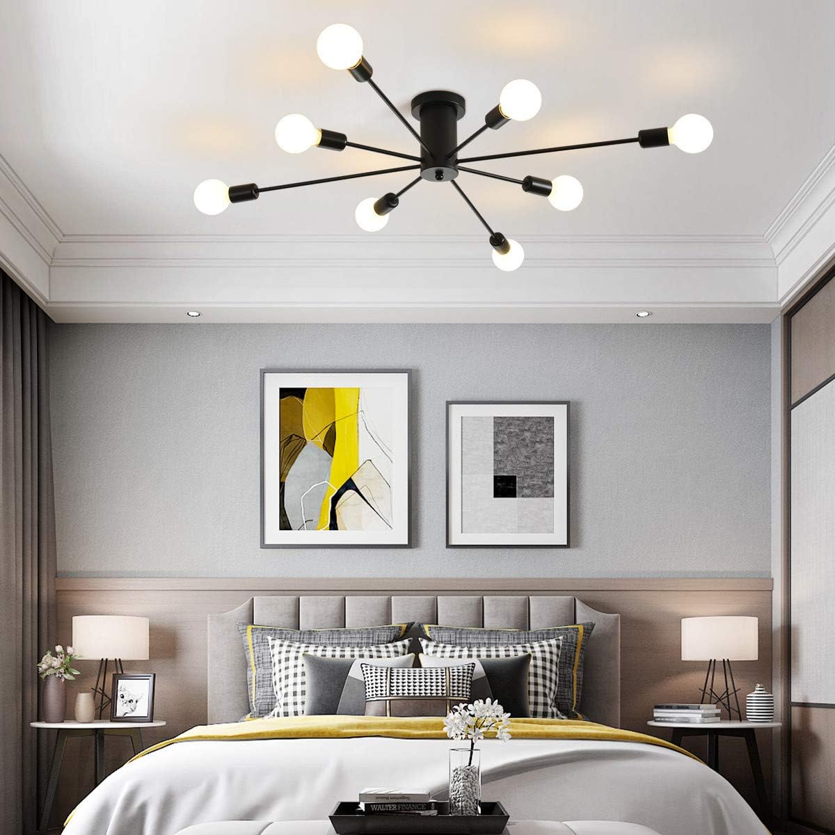 Best Cyber Deals 🔥 Garwarm 8-Light Sputnik Chandelier Black Industrial Semi Flush Mount Ceiling Light Fixture Mid Century Modern Pendant Light for Kitchen Farmhouse Living Room Review Product Garwarm 8-Light Sputnik Chandelier Black Industrial Semi Flush Mount Ceiling Light Fixture Mid Century Modern Pendant Light for Kitchen Farmhouse Living Room