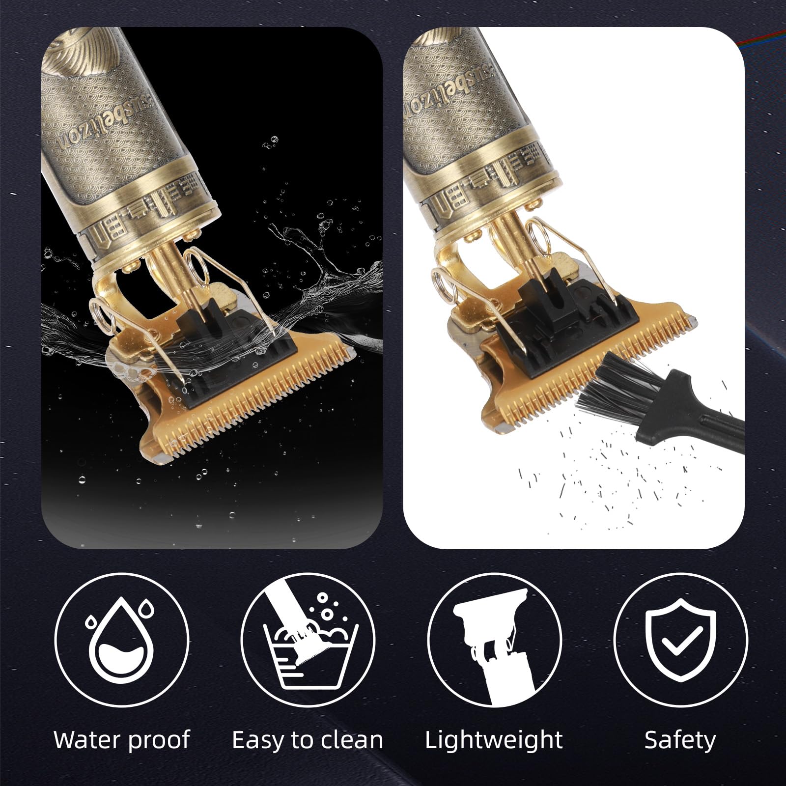 Professionelle Haarschneidemaschine für Männer - Wiederaufladbarer kabelloser T-Blade Trimmer mit 4 Führungen, USB-C Schnellladung, Metallkörper für Bart-, Haar- und Körperpflege