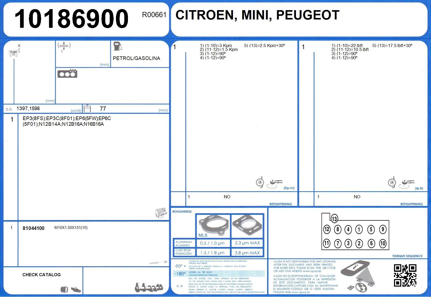 Ajusa 52273000 Kit Guarnizioni, Testata