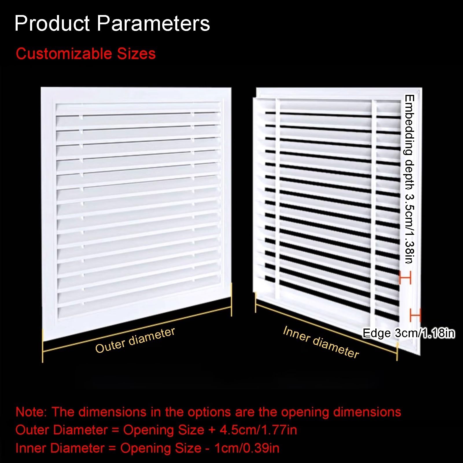 HVAC - Griglia di ventilazione da parete con griglia rimovibile e filtro a rete, controllo del flusso d'aria regolabile, facile installazione, design per sistemi di climatizzazione di casa e ufficio