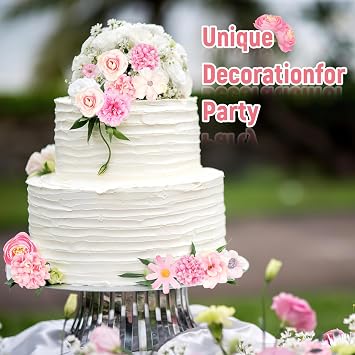20 PCS Artificial Flower Heads, Realistic Flowers for Cake Deco-10 Styles