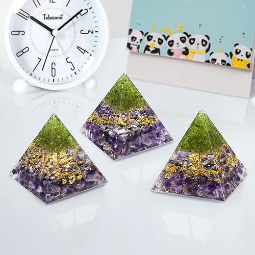 Miniatura 3 de Mookaitedecor - Piedra de cristal de peridoto y cornalina con forma de pirámide para proteger el equilibrio de los chakras y reiki