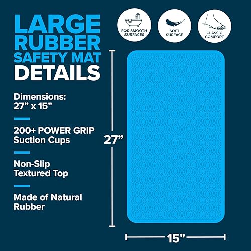 Miniatura 9 de SlipX Solutions Alfombrilla de seguridad de goma grande duradera de 27 x 15 pulgadas, siéntete seguro y seguro en tu baño o ducha, textura de
