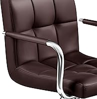 Vista 113 de Yaheetech - 4 taburetes de bar ajustables para mostrador de cocina, taburetes de bar/mostrador, silla de comedor giratoria hidráulica de piel Marrón