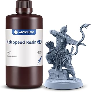 ANYCUBIC Résine Haute Vitesse 2.0 pour imprimante 3D, Imprime jusqu'à 3 Fois Plus Vite, Spéciale pour Anycubic Photon Mono M5s/M7 Series, Haute Pession, Faible Odeur,Retrait, Gris