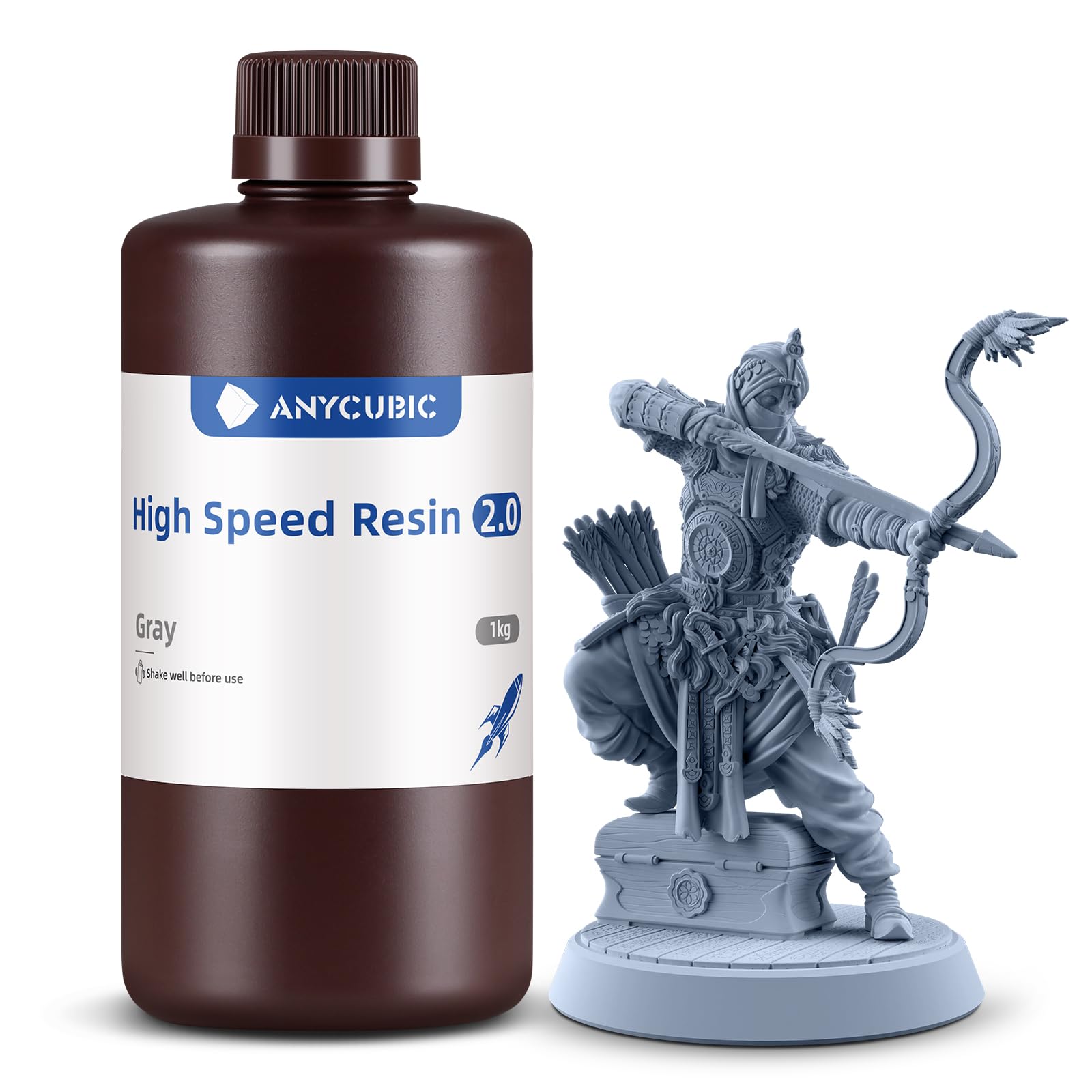 Anycubic High Speed Resin 2.0, Resina para Impresora 3D con un 50% Menos de Viscosidad, 170 mm/h de Velocidad, Inastillable y de Bajo Olor para Photon Mono M7 Pro, Gris 1000g