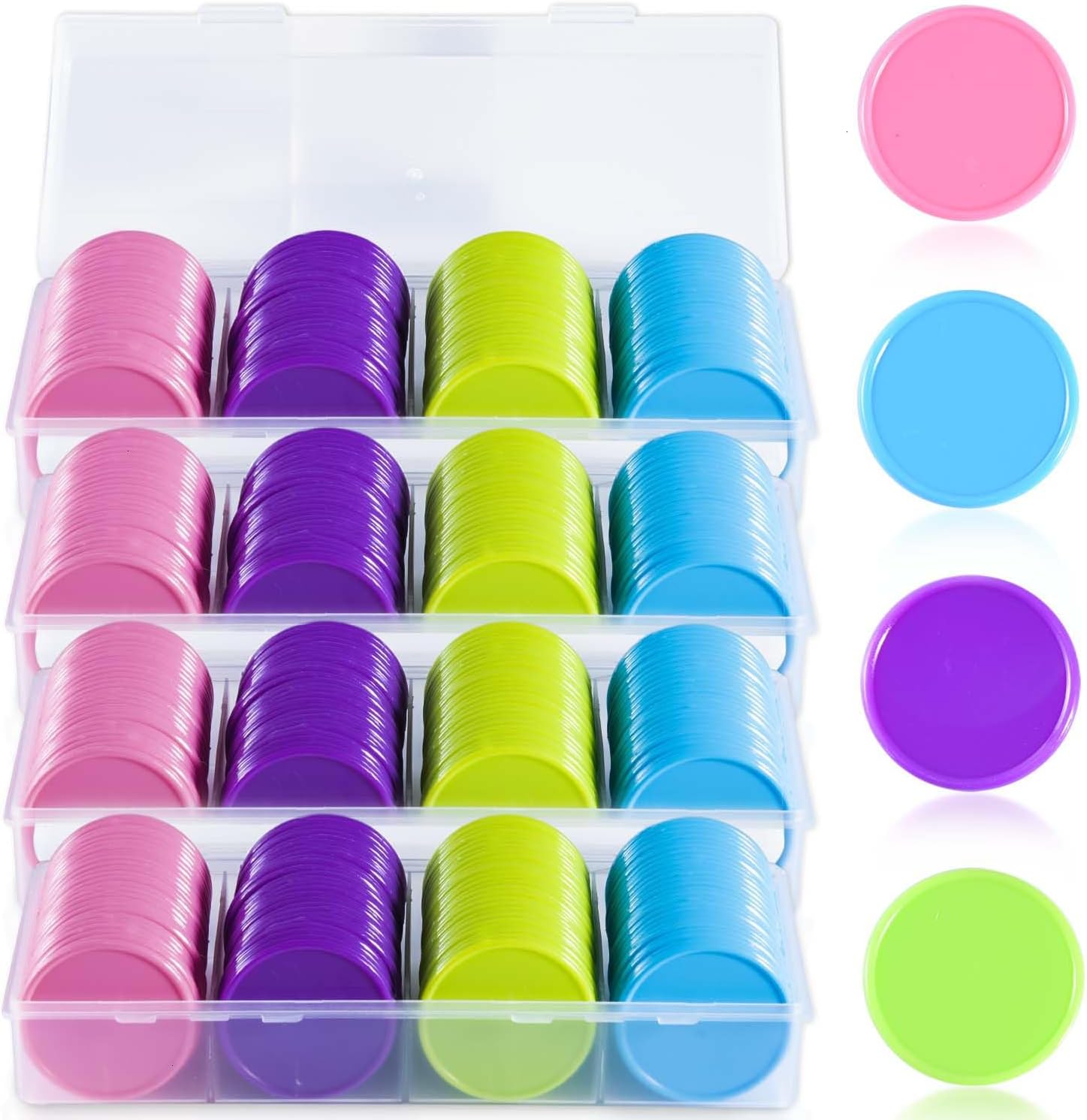 SenseYo 100 Pcs 1.45 Inch Poker Chips with Storage Box for Kids Math Counting Card Game Conters