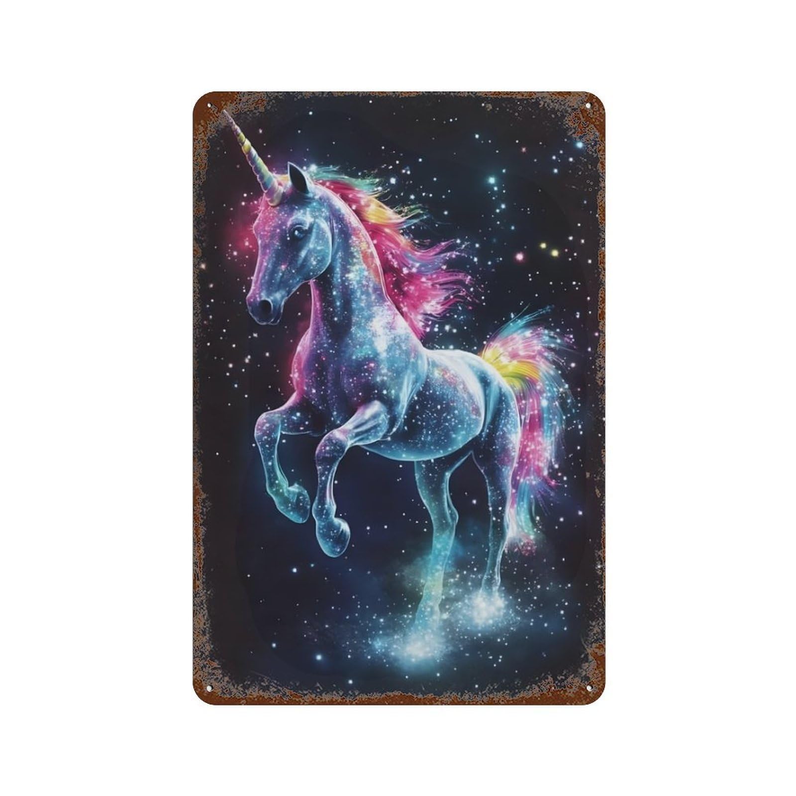 xiaoxiaoshen Unicorn Starry Sky Wall Decor Art Metal Tin Poster Modern Home Decor Art Home Bar Shop Decorations Vintage Sign 30x20cm