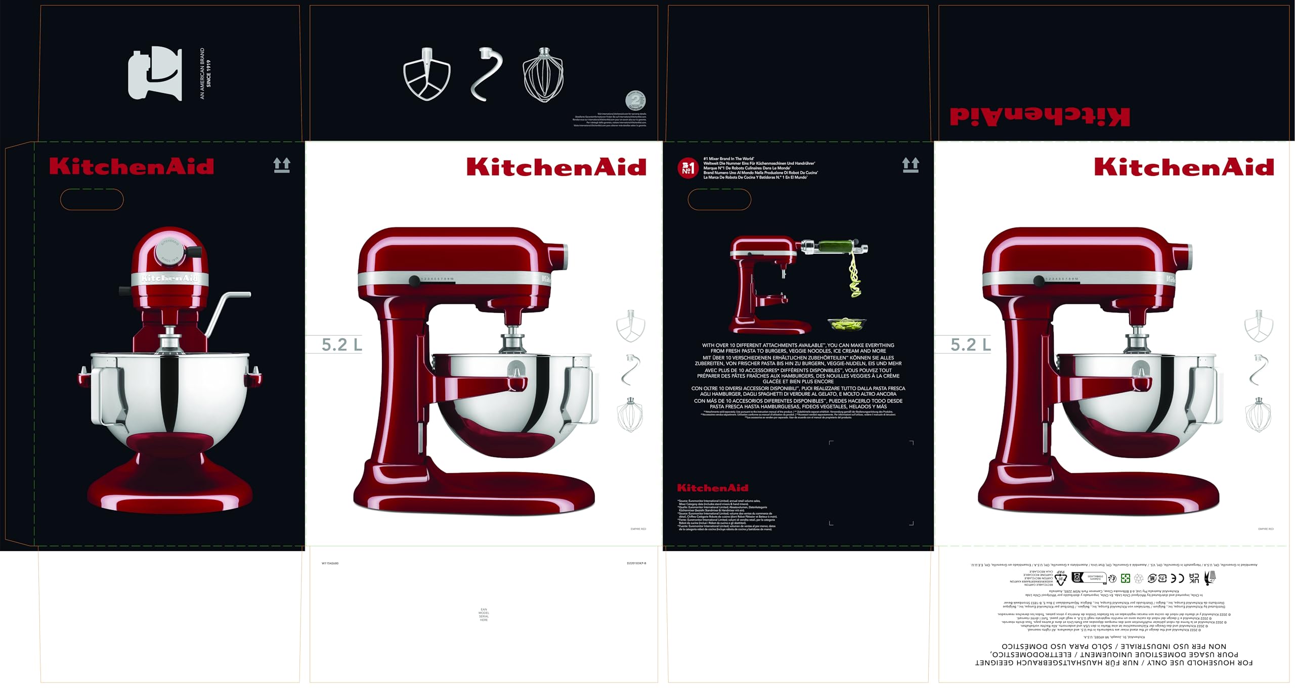 KitchenAid Heavy DUTY planetarna z podnoszoną miską o pojemności 5,2 l – czerwony IMPERIAL 5KSM55SXXEER