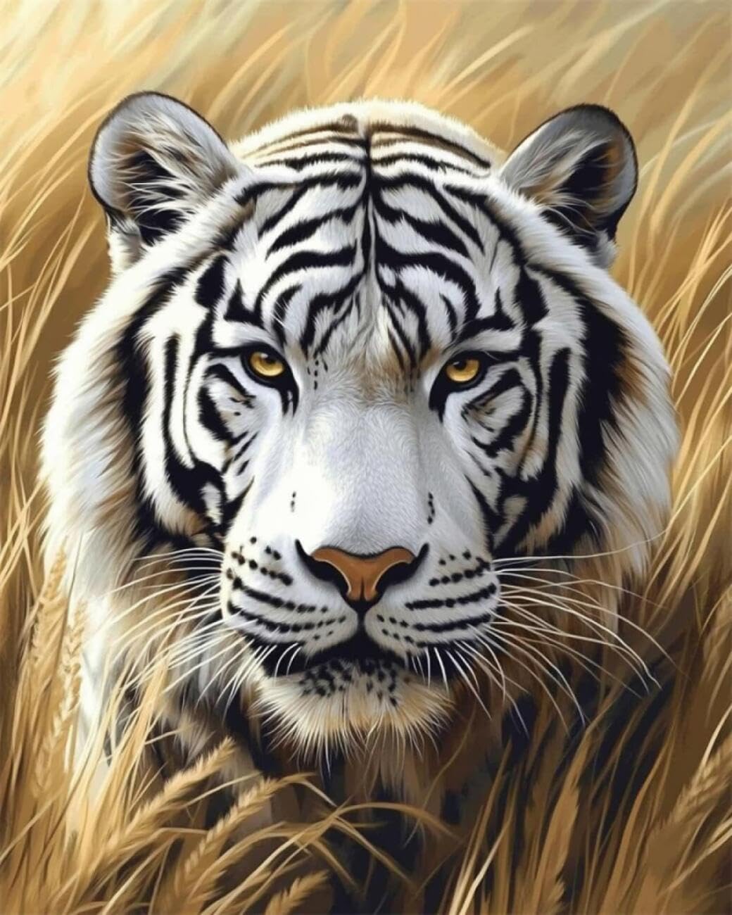 AxiangziK DIY Counted Cross Stitch Kits Fantasy White Tiger 11CT 50x70cm